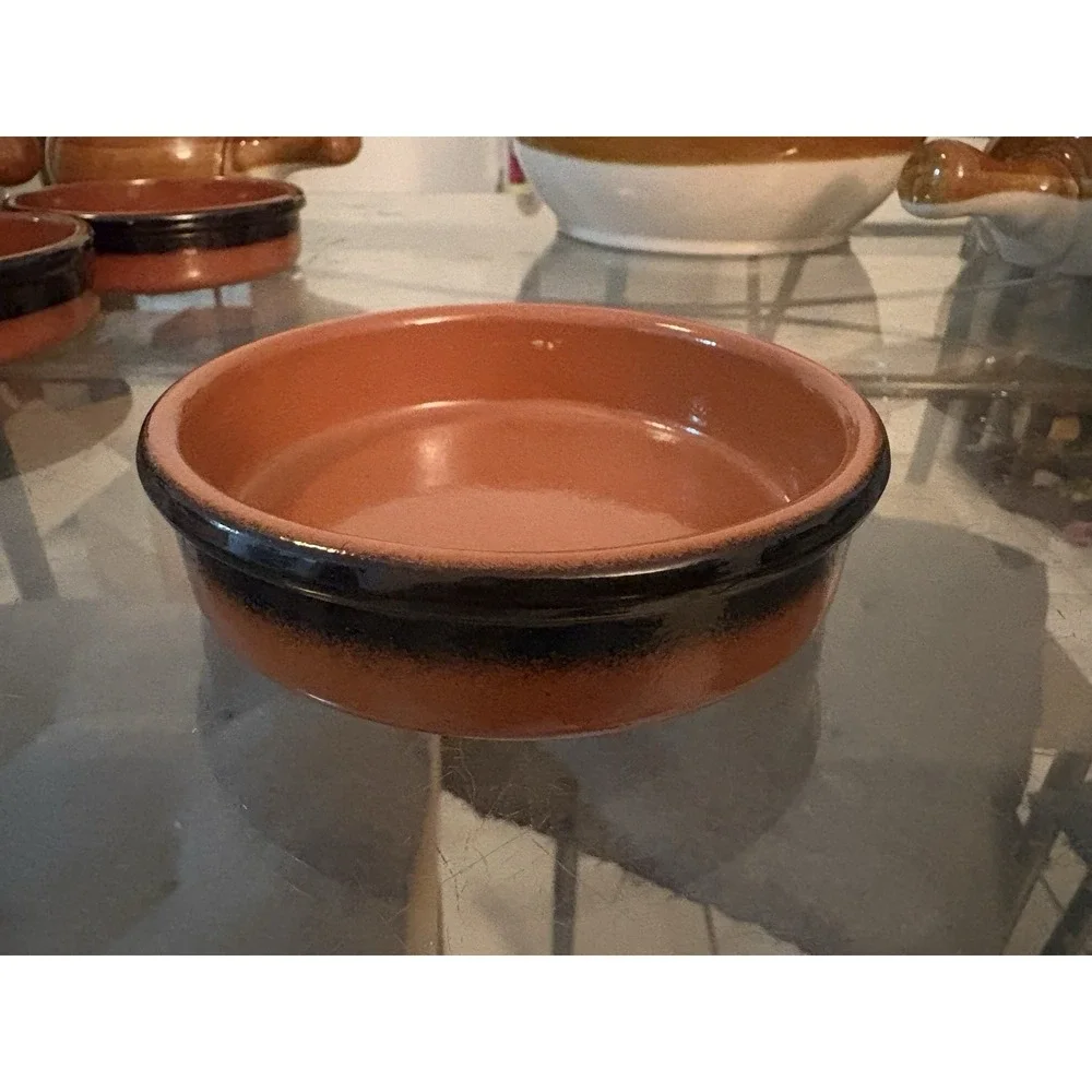 VTG Brown Drip Glaze Ceramic Soup Tureen Ladle Lid Bowls Ramekins Set Made China